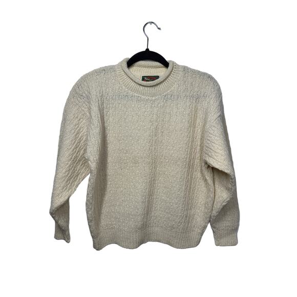 ALPS Fine Womens Apparel Cableknit Sweater 100% Wool Cream Ivory Neutral Vtg M - Picture 1 of 10